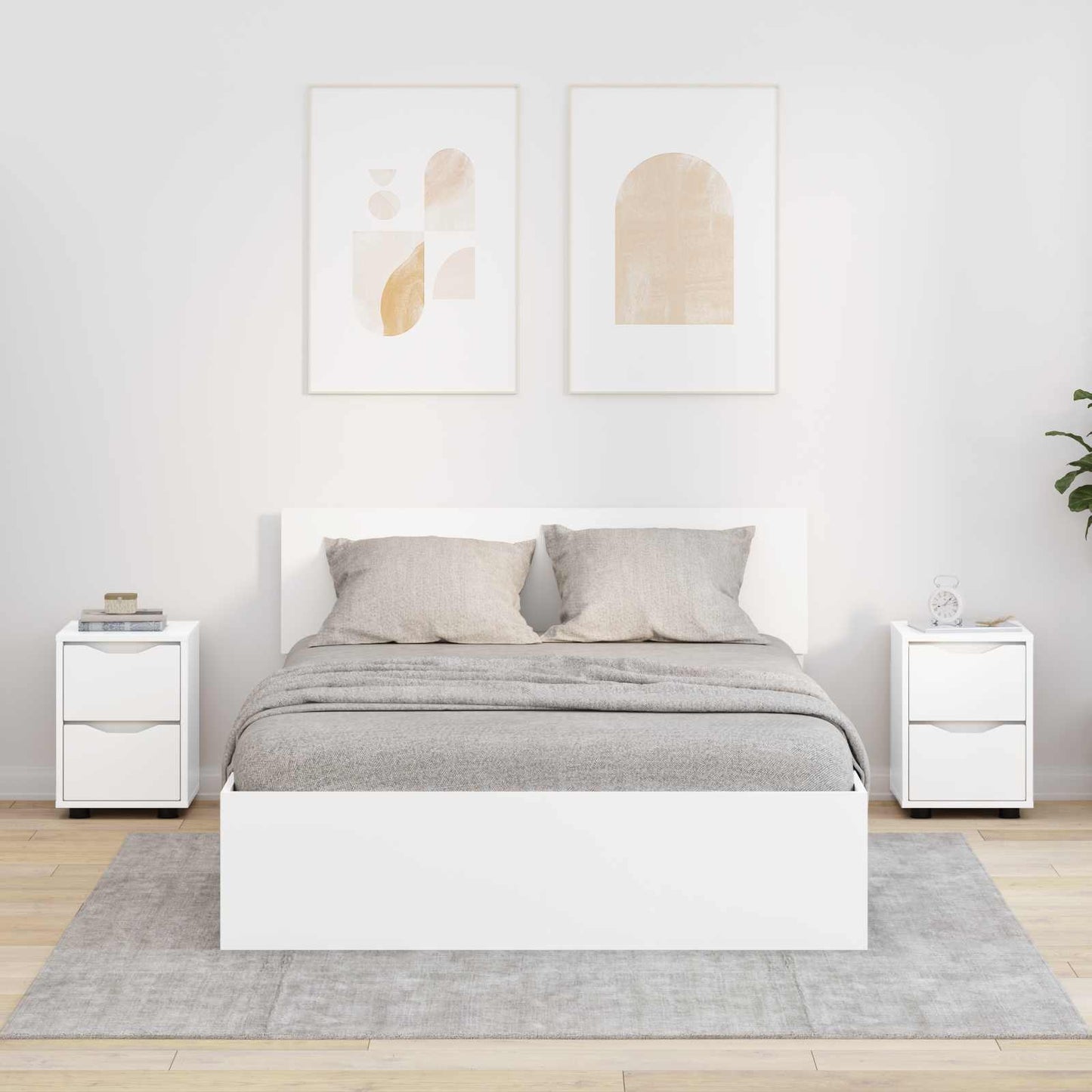 vidaXL Κομοδίνα 2 pcs Λευκό 30,5 x 30 x 43 εκ Επεξεργασμένο ξύλο