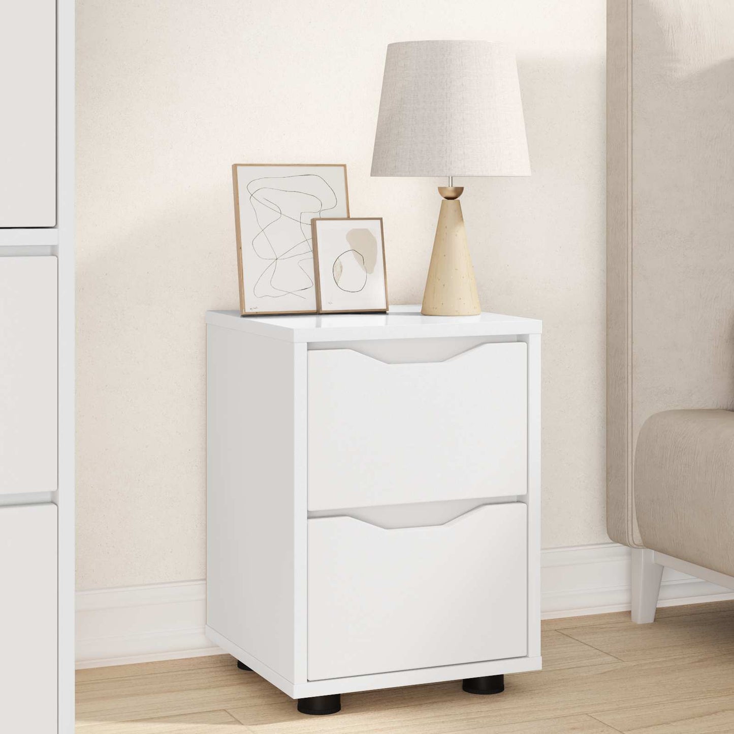 vidaXL Κομοδίνα 2 pcs Λευκό 30,5 x 30 x 43 εκ Επεξεργασμένο ξύλο