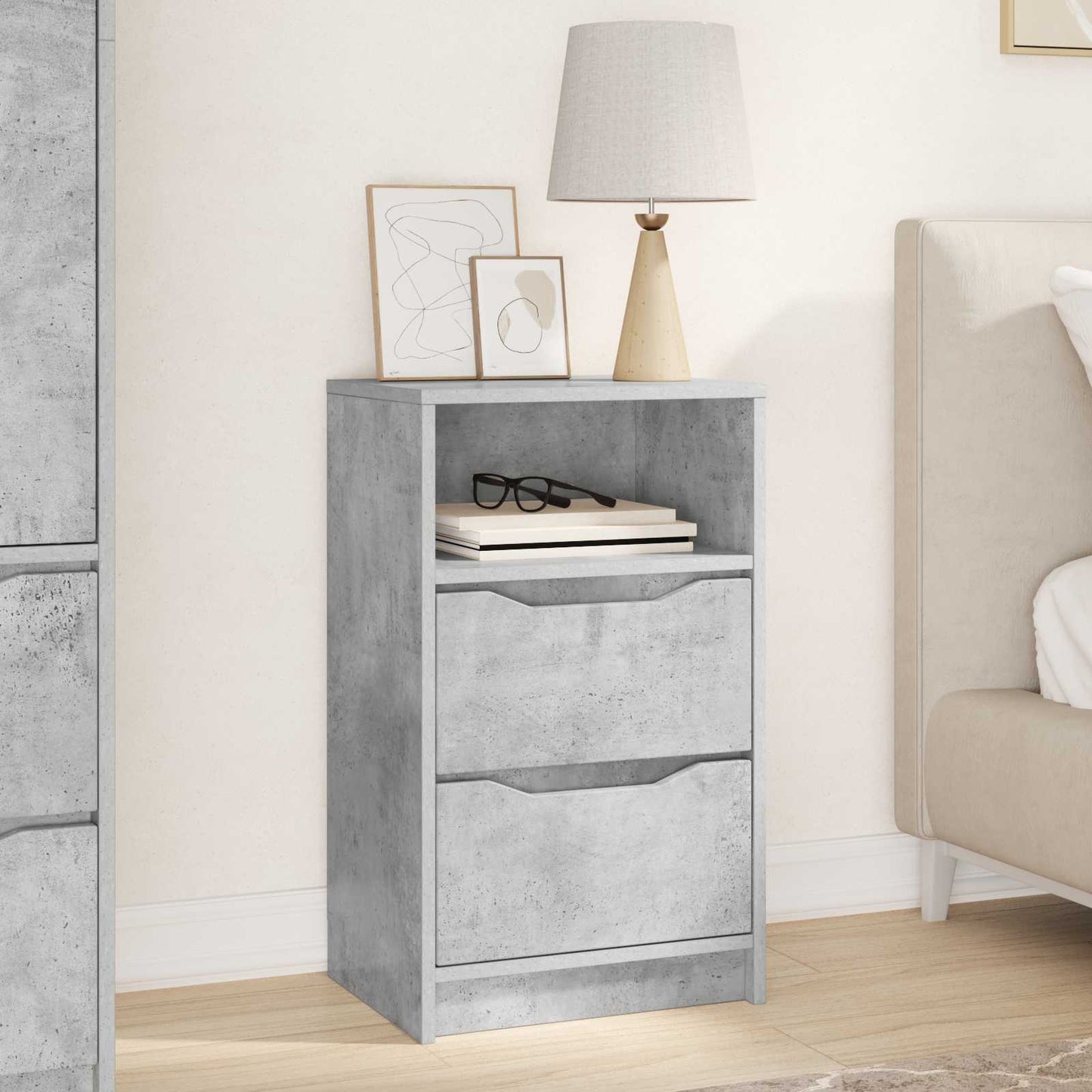 vidaXL Κομοδίνο Γκρι Σκυροδέματος 40 x 30 x 67 cm Επεξεργασμένο Ξύλο