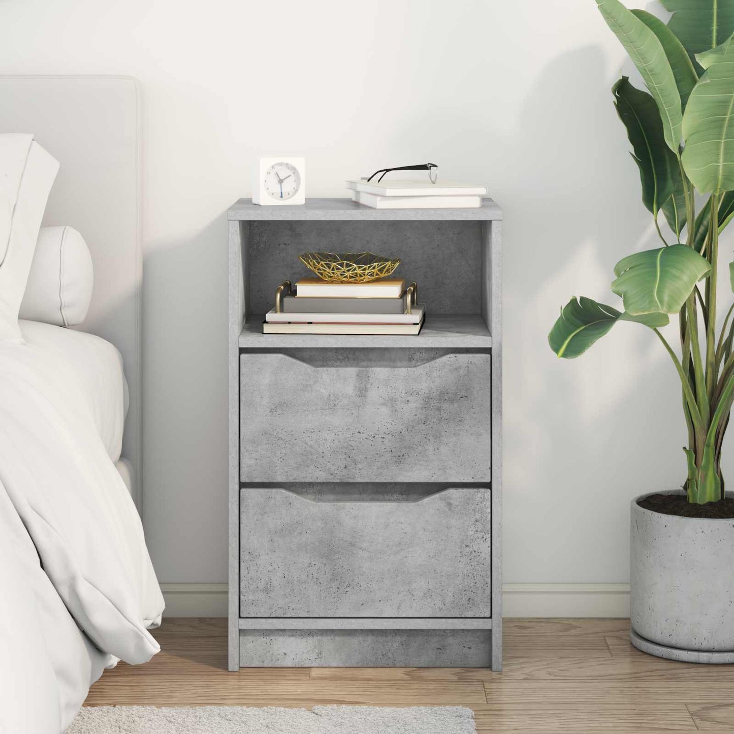 vidaXL Κομοδίνο Γκρι Σκυροδέματος 40 x 30 x 67 cm Επεξεργασμένο Ξύλο