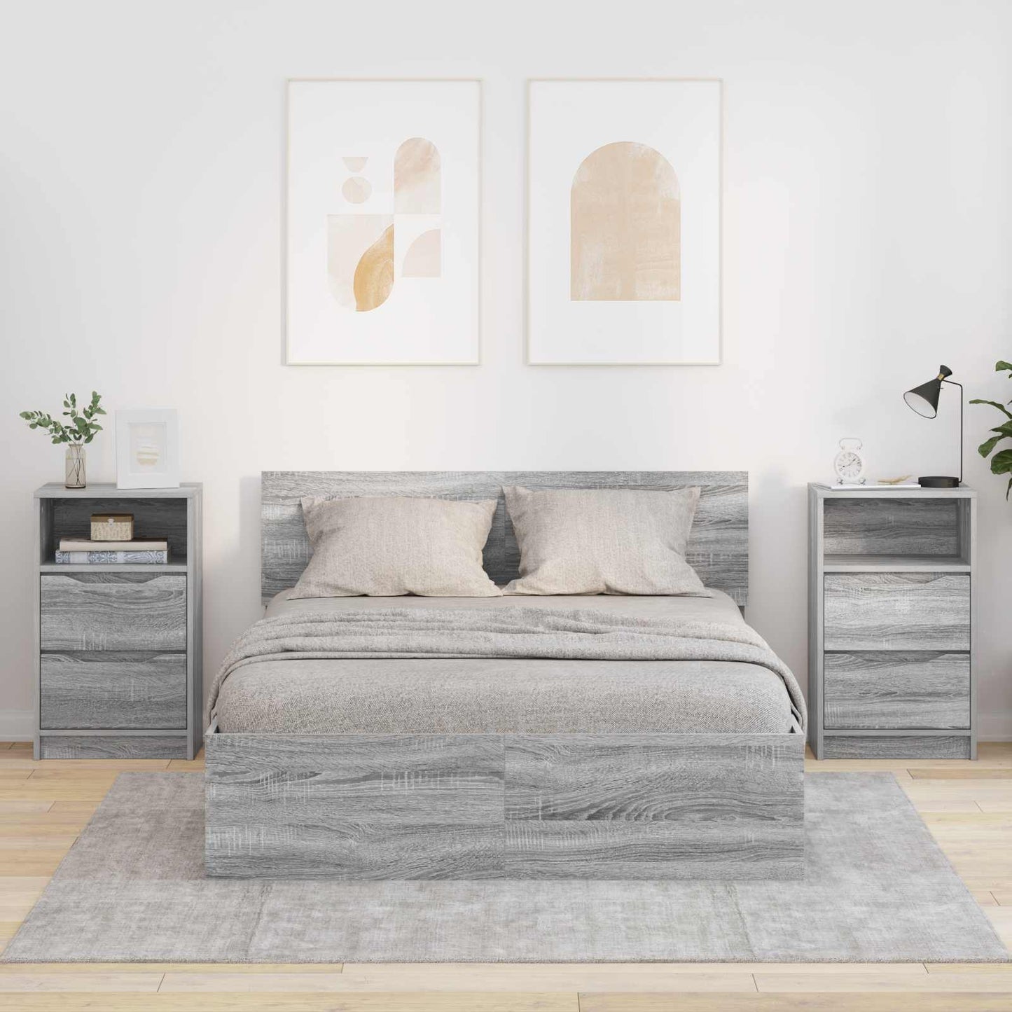 vidaXL Κομοδίνα 2 τμχ. Γκρι Sonoma 40 x 30 x 67 cm Επεξεργασμένο Ξύλο