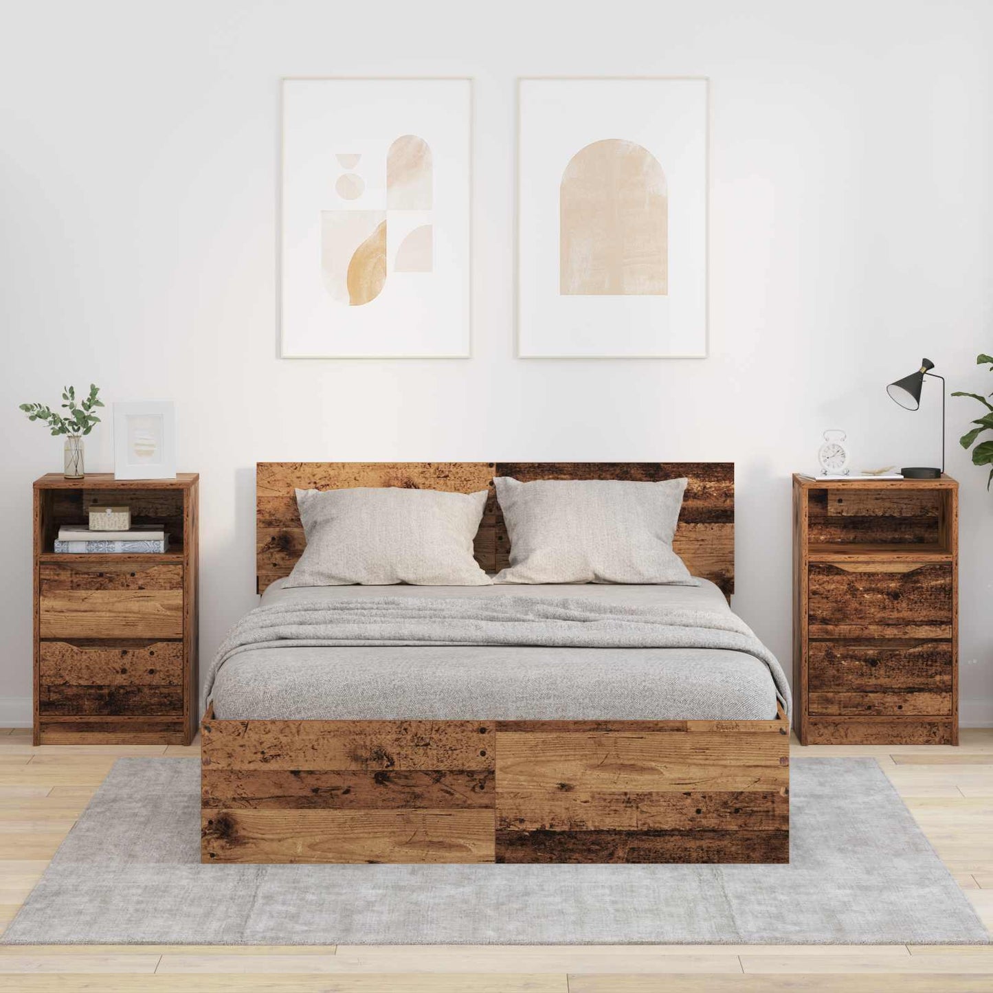 vidaXL Κομοδίνα 2 τμχ. Παλαιωμένο ξύλο 40 x 30 x 67 cm