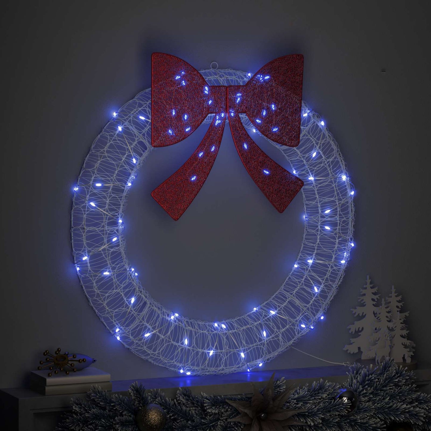vidaXL Στεφάνι 80 LED Μπλε 92 x 92 x 9,5 εκ Ακρυλικό