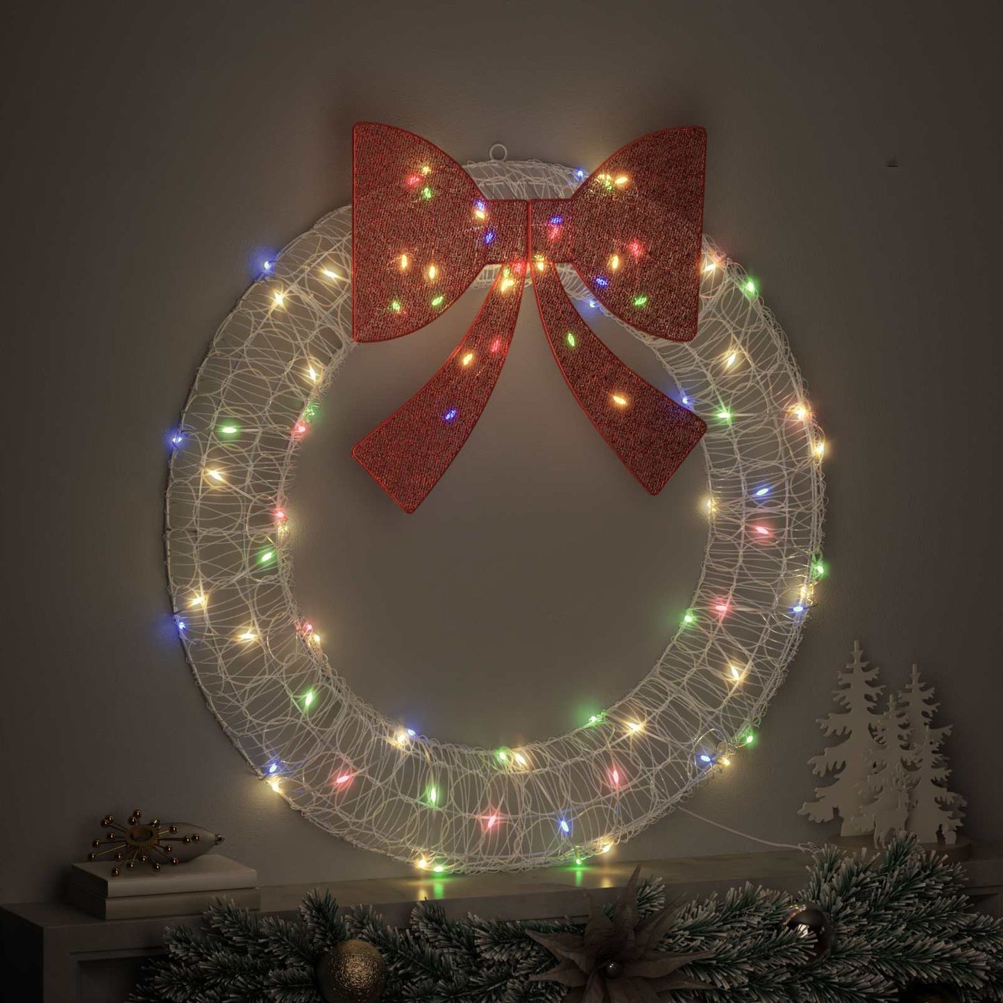 vidaXL Στεφάνι 80 LED Πολύχρωμο 92 x 92 x 9,5 εκ Ακρυλικό