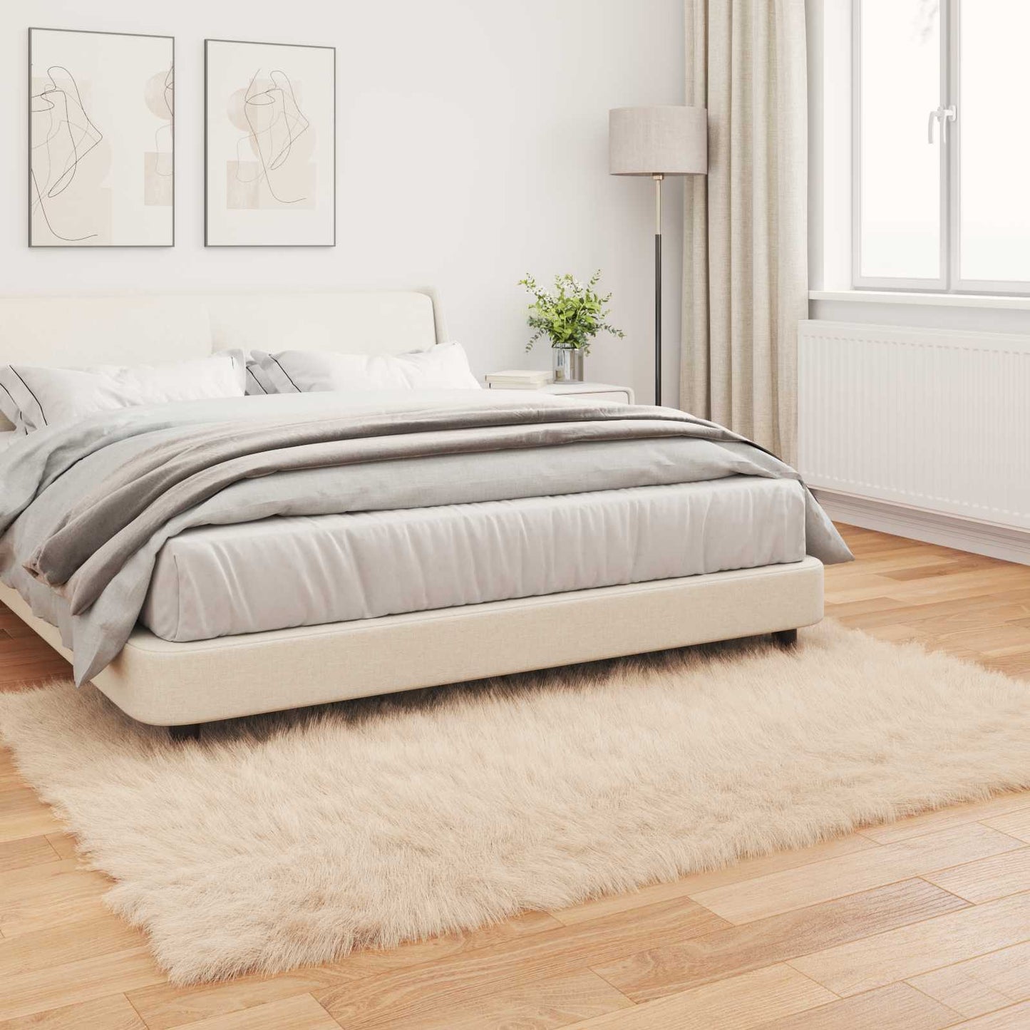 vidaXL Ψεύτικο Δέρμα Προβάτου Χαλί Tafalla Μπεζ 160 x 230 cm