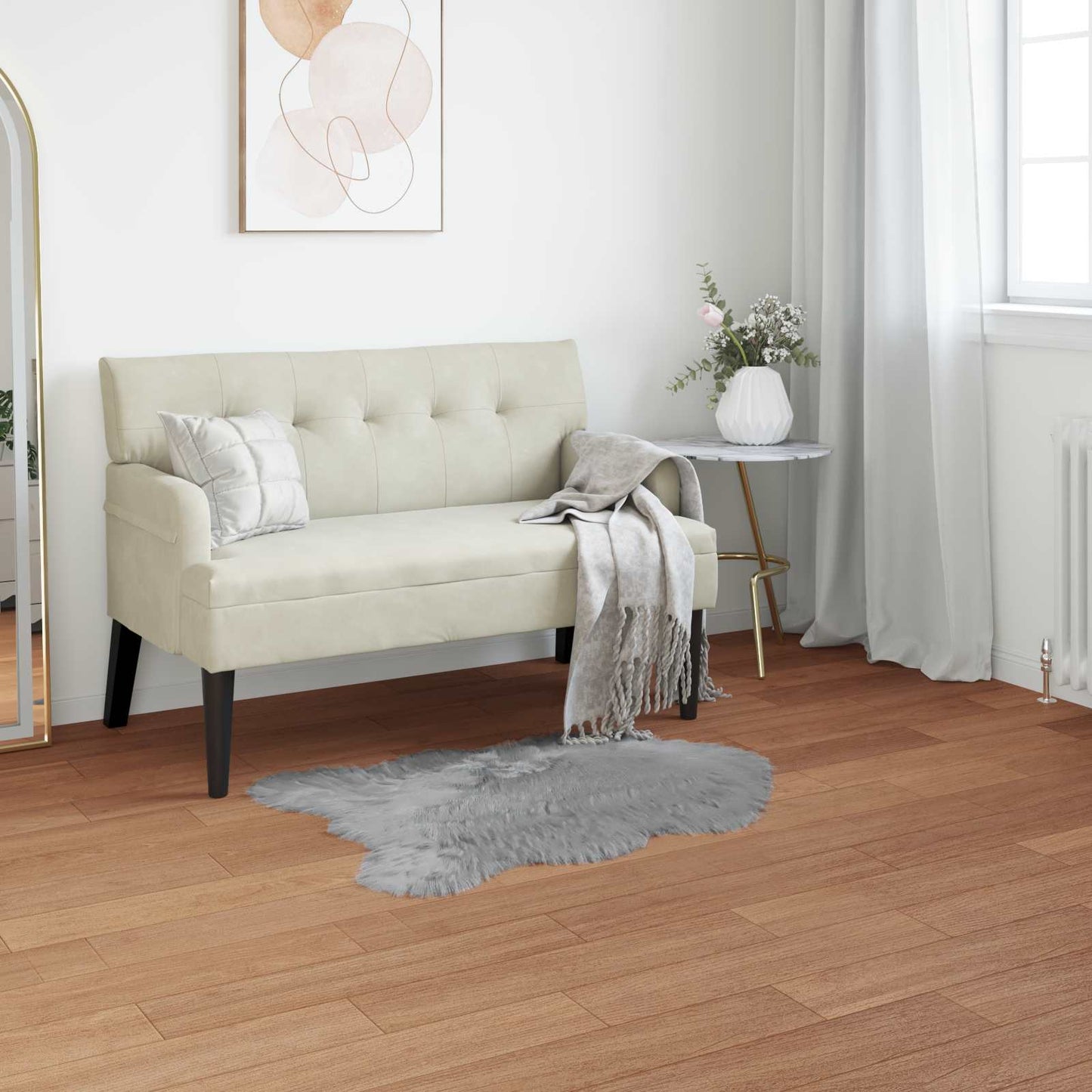 vidaXL Ψεύτικο Δέρμα Προβάτου Χαλί Tafalla Γκρι 60 x 90 cm Πολυεστέρας