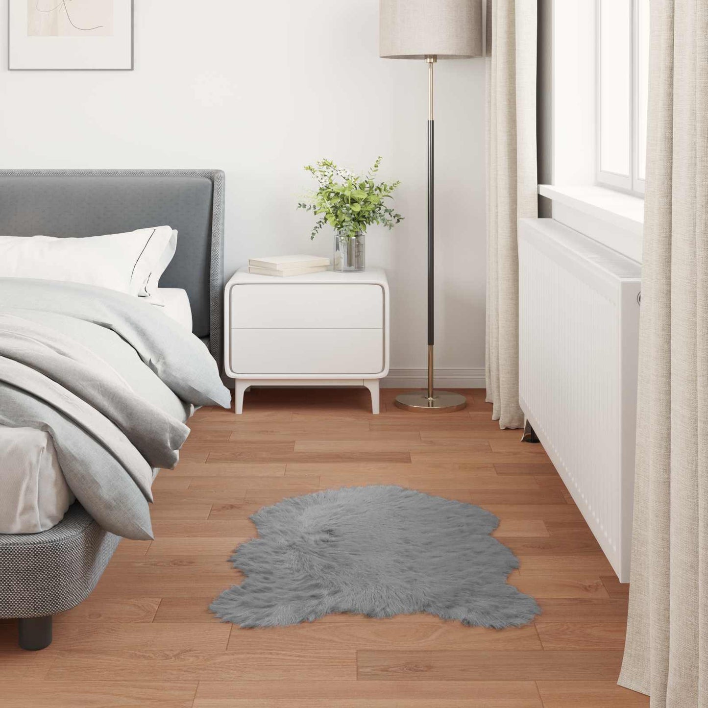 vidaXL Ψεύτικο Δέρμα Προβάτου Χαλί Tafalla Γκρι 60 x 90 cm Πολυεστέρας