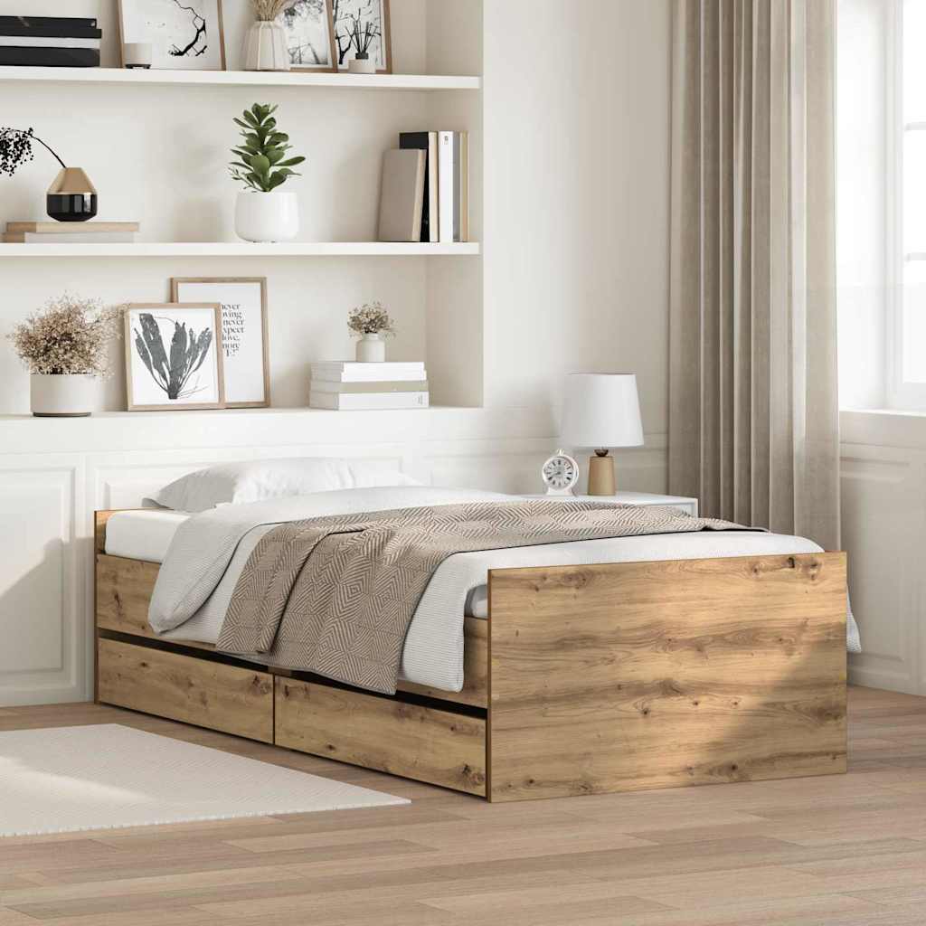 vidaXL Σκελετός Κρεβατιού με συρτάρι Artisan Oak 100 x 200 cm