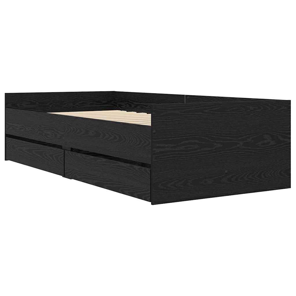 vidaXL Σκελετός Κρεβατιού Μαύρη Οξυά 90 x 190 cm Στερεά ξυλεία πεύκου