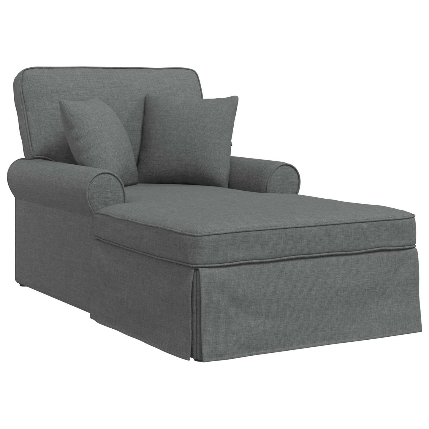 vidaXL Τσέιζ Λαζού με Φούστα με μαξιλάρι 3 pcs Σκούρο Γκρι ύφασμα
