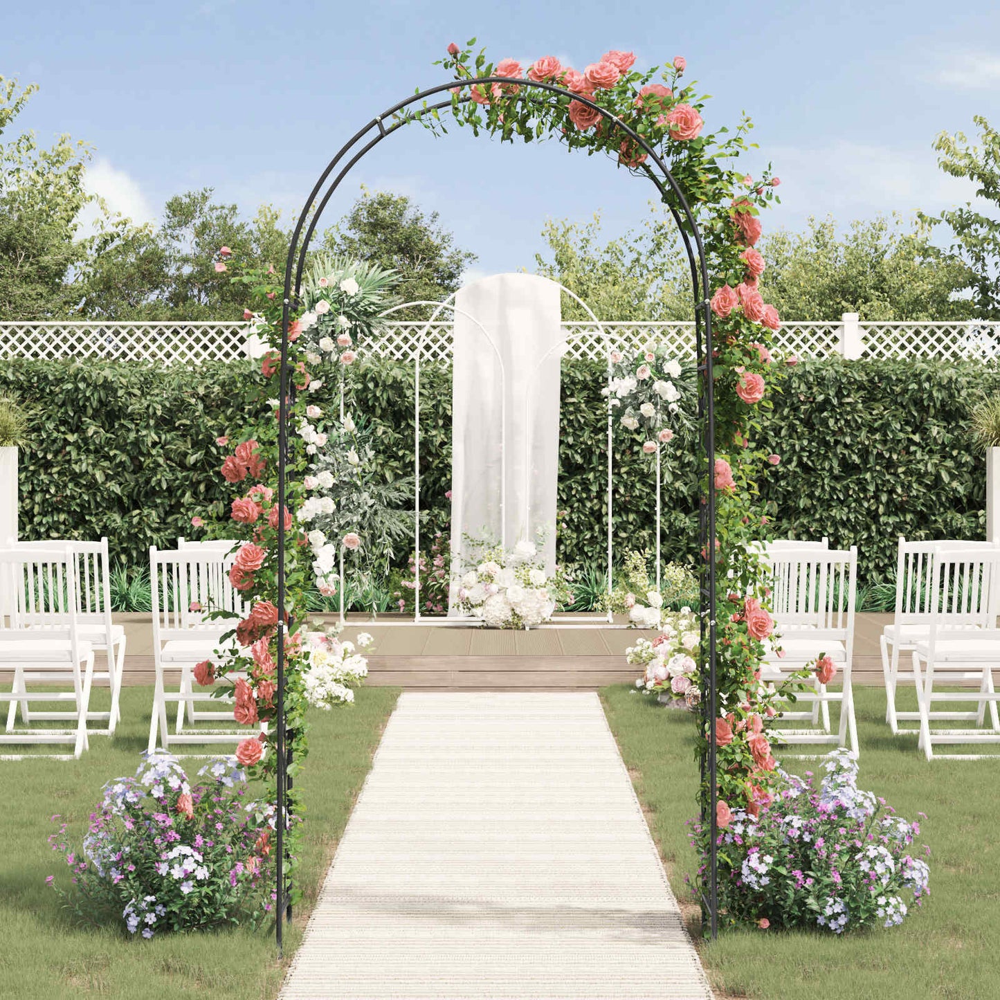 vidaXL Κήπος Αψίδα Floral Μαύρο 115 x 37 x 231 εκ.