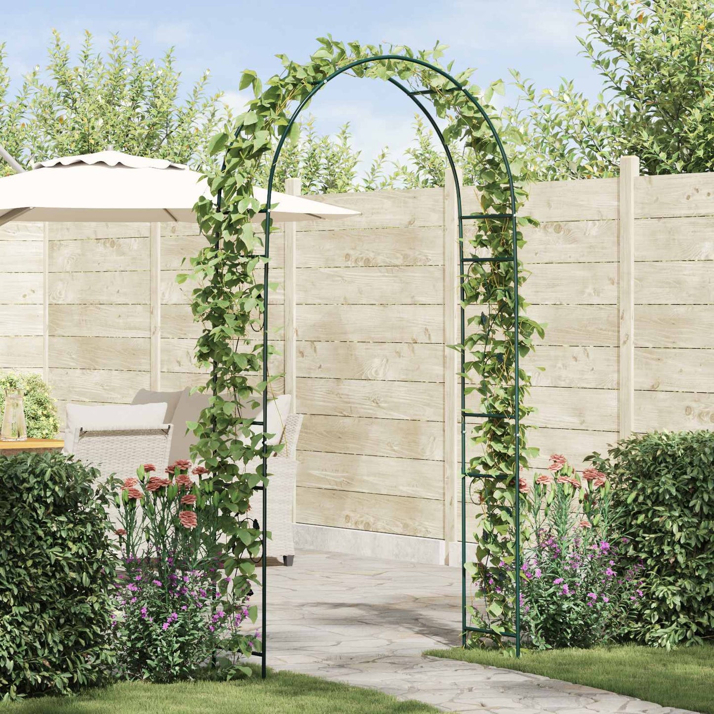 vidaXL Κήπος Αψίδα Floral Πράσινο 115 x 37 x 231 εκ.