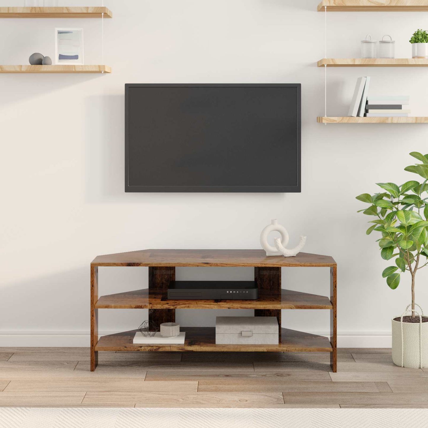 vidaXL ΓωνιακήΒάσηΤηλεόρασης 100 x 40,5 x 45 cm Παλαιωμένο ξύλο