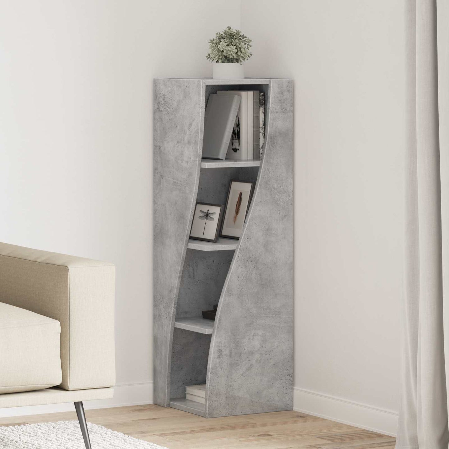 vidaXL Γωνιακό Ντουλάπι 32x32x102εκ Επεξεργασμένο Ξύλο Σκυρόδεμα Γκρι