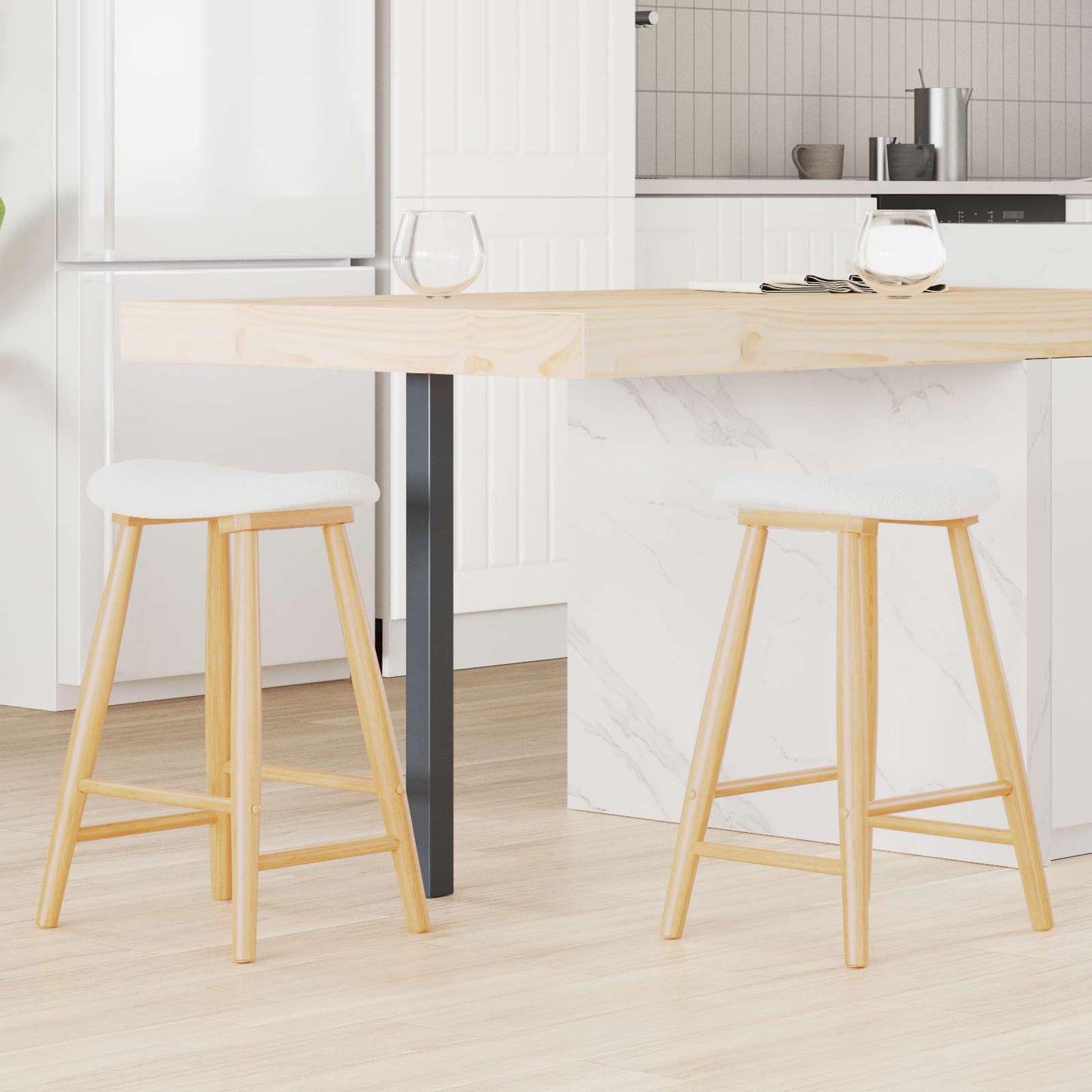 vidaXL Καρέκλες φαγητού 2 pcs Φυσικό 46 x 37 x 63 εκ