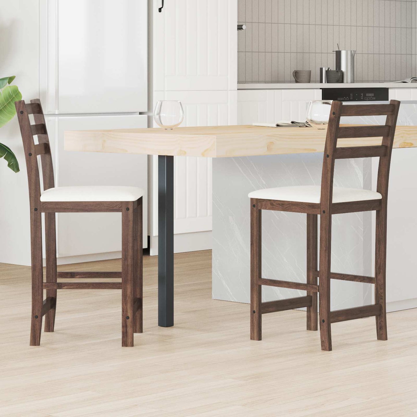 vidaXL Καρέκλες φαγητού 2 pcs Ανοιχτό καφέ 40 x 47,5 x 99,5 εκ
