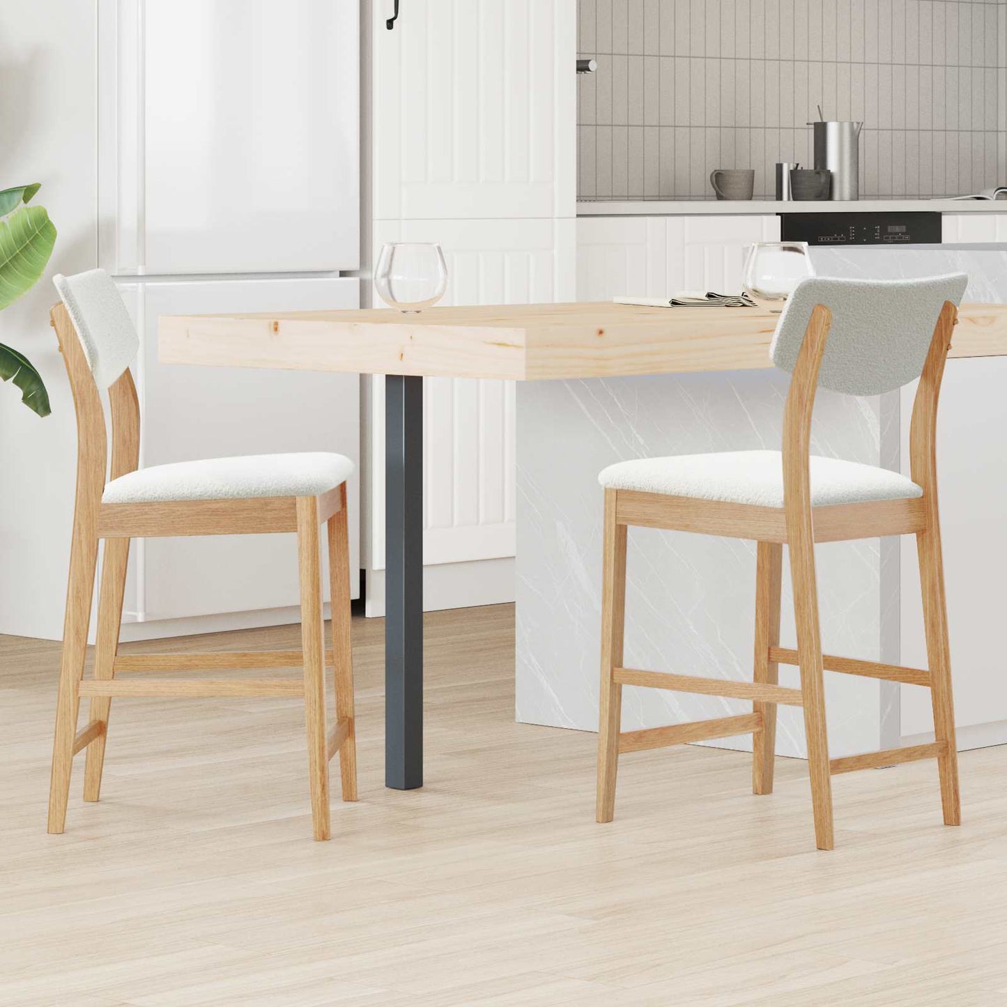 vidaXL Καρέκλες φαγητού 2 pcs Φυσικό 48 x 49 x 95 εκ.