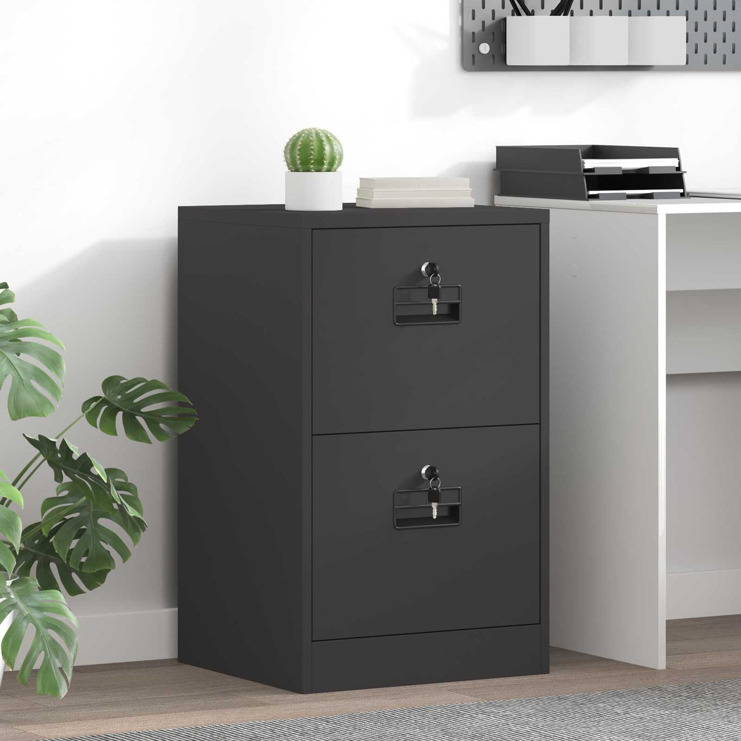 vidaXL Ντουλάπα Αρχείων με συρτάρι Μαύρο 45,5 x 42 x 74,5 εκ