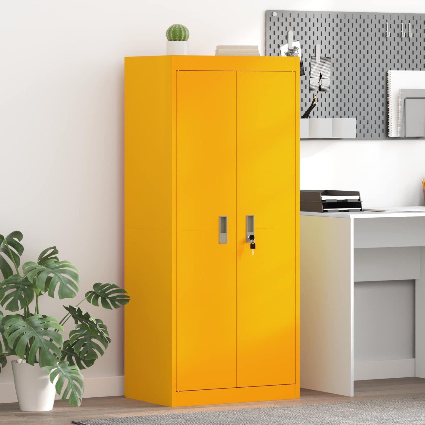 vidaXL Ντουλάπι αποθήκευσης Χαμομηλί κίτρινο 60 x 40 x 140 cm Ατσάλι