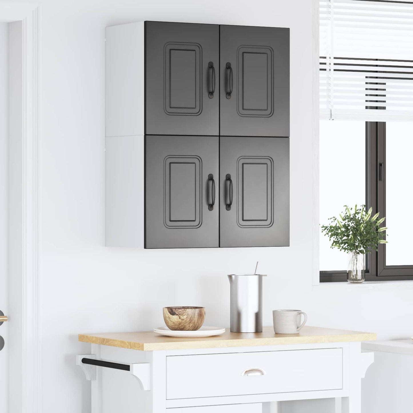 vidaXL Κρεμαστό ντουλάπι κουζίνας με ράφι 2 pcs Μαύρο 60 x 31 x 40 εκ