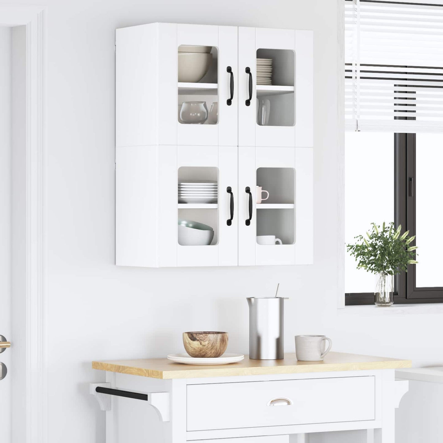 vidaXL Κρεμαστό ντουλάπι κουζίνας με ράφι 2 pcs Λευκό 60 x 31 x 40 εκ