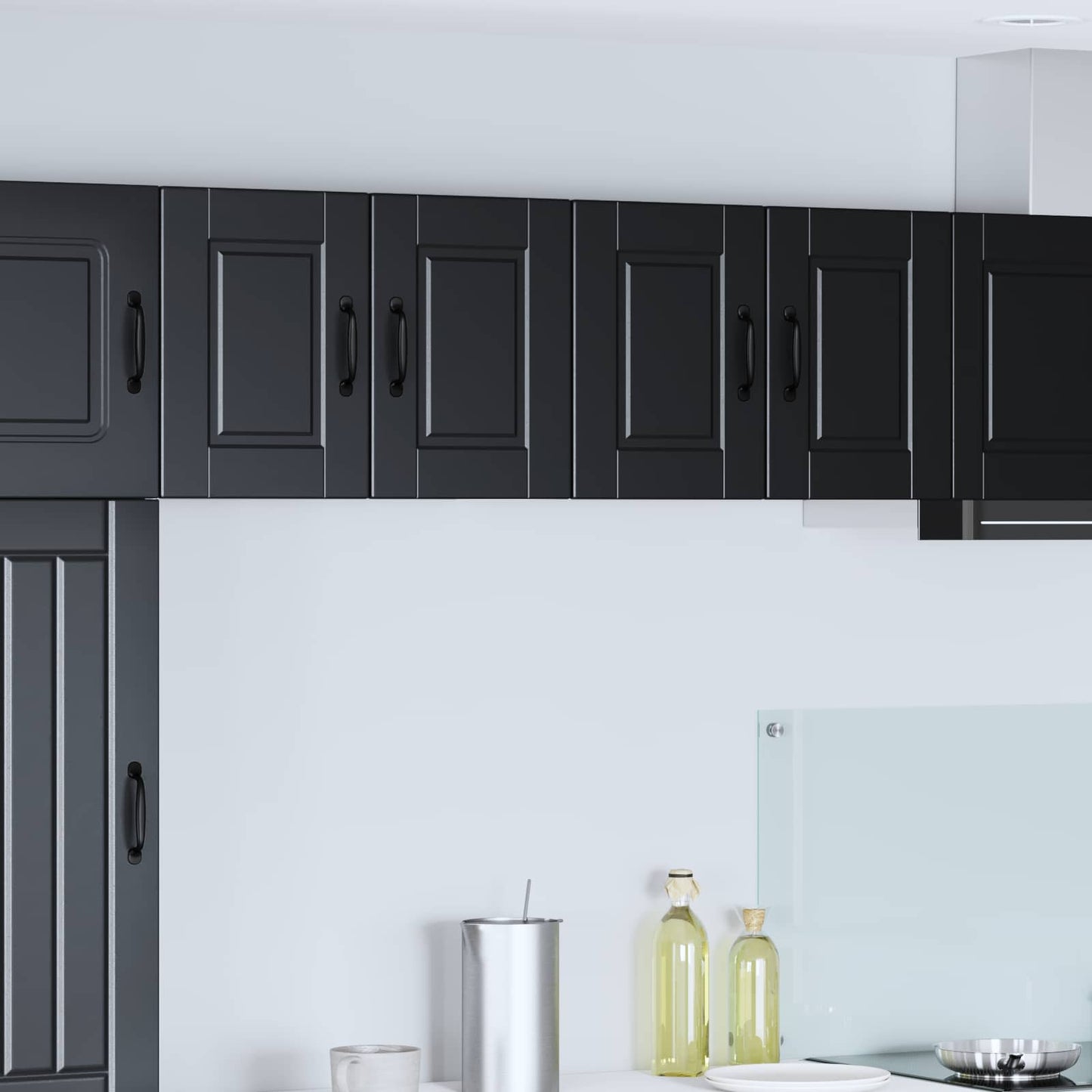 vidaXL Ντουλάπα Κουζίνας με ράφι Επιτοίχιο 2 pcs Μαύρο 60 x 31 x 40 εκ