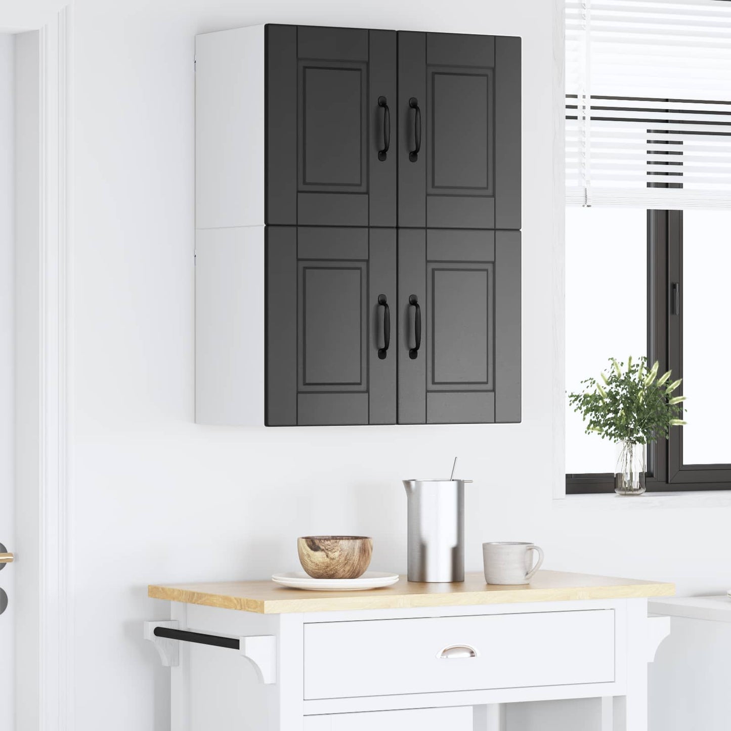 vidaXL Ντουλάπα Κουζίνας με ράφι Επιτοίχιο 2 pcs Μαύρο 60 x 31 x 40 εκ