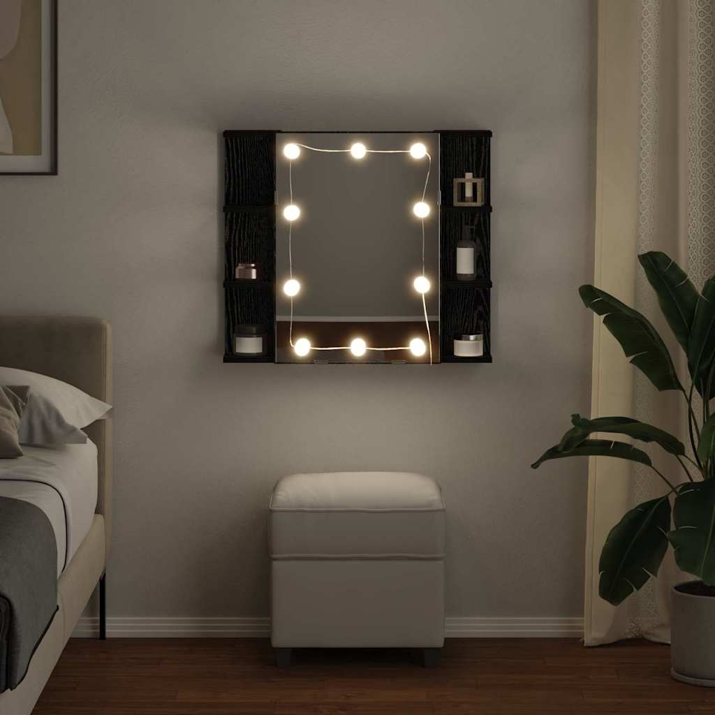 vidaXL Ντουλάπα Καθρέφτη με ράφι Μαύρη Οξυά 70 x 16,5 x 60 εκ.