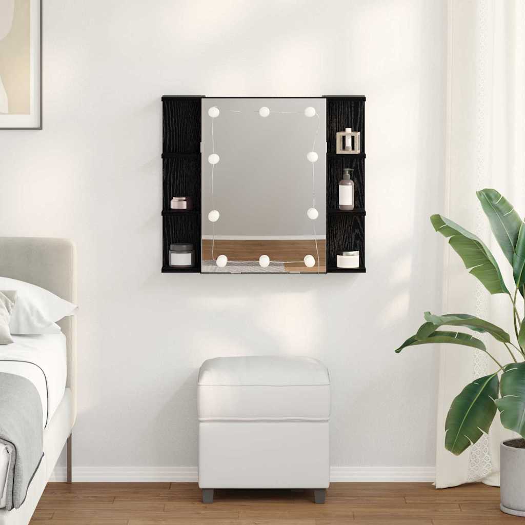 vidaXL Ντουλάπα Καθρέφτη με ράφι Μαύρη Οξυά 70 x 16,5 x 60 εκ.