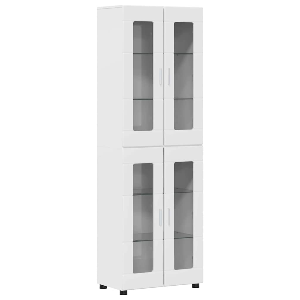 vidaXL Highboard με ράφι Υψηλής γυαλάδας λευκό 60 x 35 x 182 εκ.