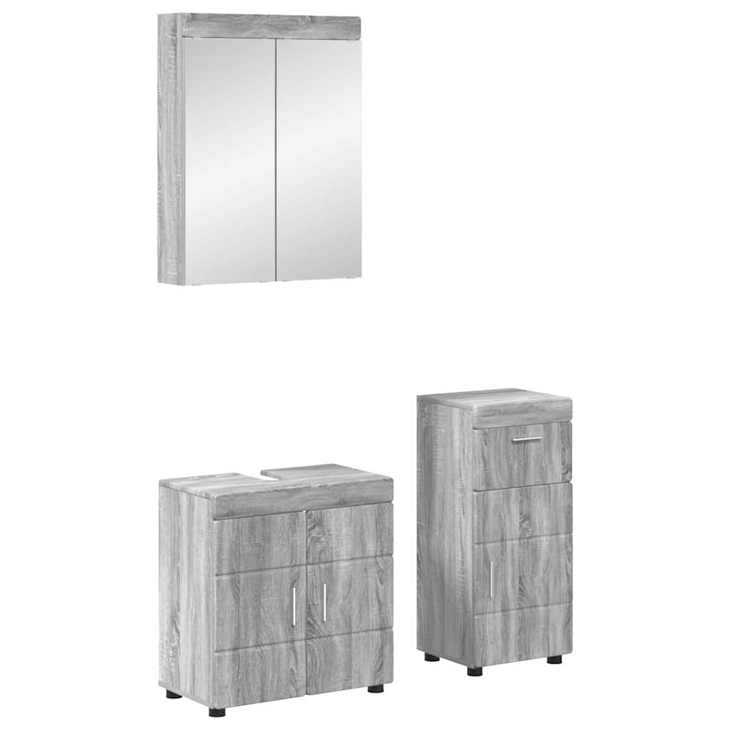 vidaXL Σετ Επίπλων Μπάνιου TULUM 3 τεμ. Γκρίζο Σονομα 60 x 34 x 63 εκ
