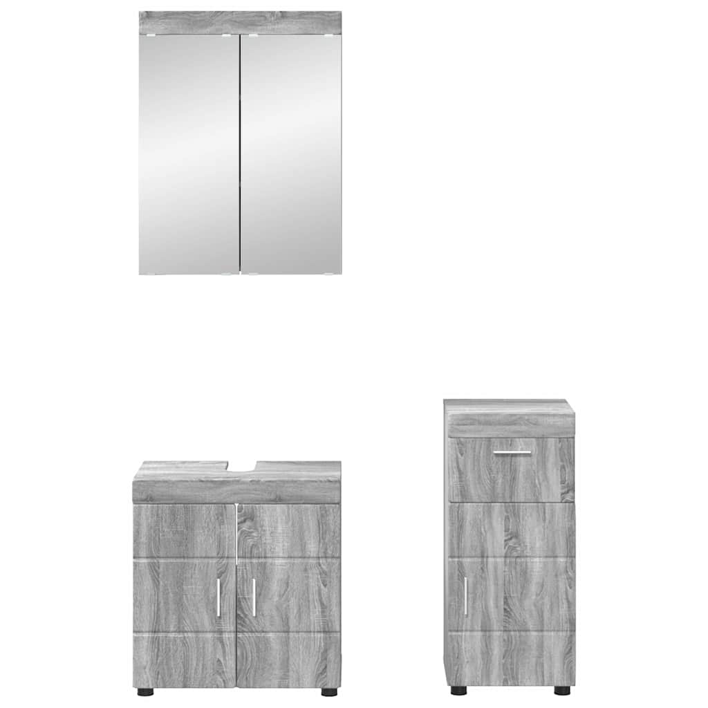 vidaXL Σετ Επίπλων Μπάνιου TULUM 3 τεμ. Γκρίζο Σονομα 60 x 34 x 63 εκ