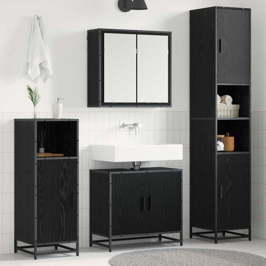 vidaXL Σετ Επίπλων Μπάνιου 4 τμχ. Μαύρη Οξυά 65 x 33 x 60 εκ