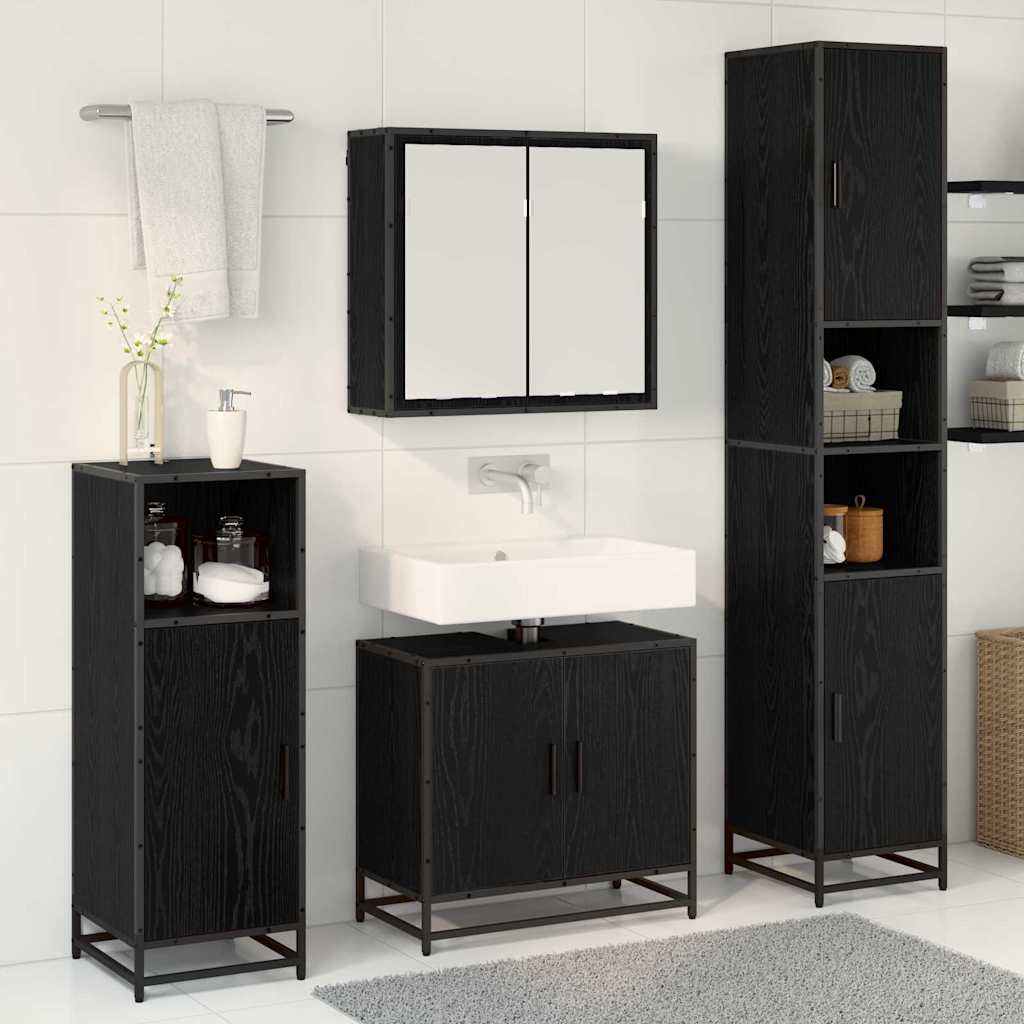 vidaXL Σετ Επίπλων Μπάνιου 4 τμχ. Μαύρη Οξυά 65 x 33 x 60 εκ