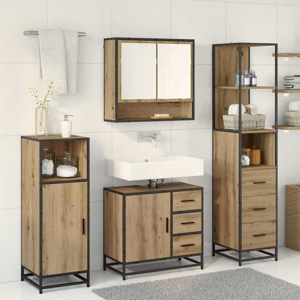 vidaXL Σετ Επίπλων Μπάνιου 3 τεμ. Artisan Oak Επεξεργασμένο Ξύλο