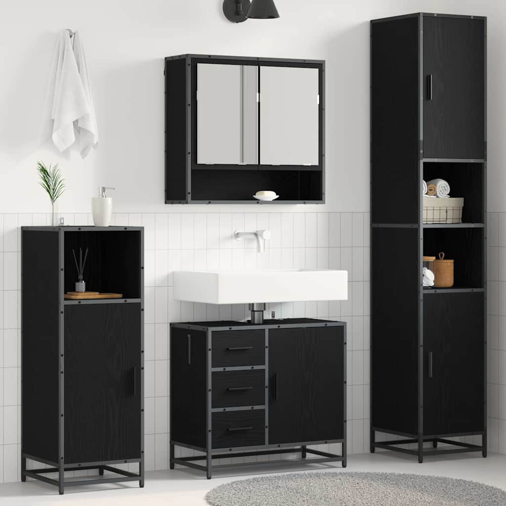 vidaXL Σετ Επίπλων Μπάνιου 3 τμχ. Μαύρη Οξυά 90 x 33 x 60 εκ.