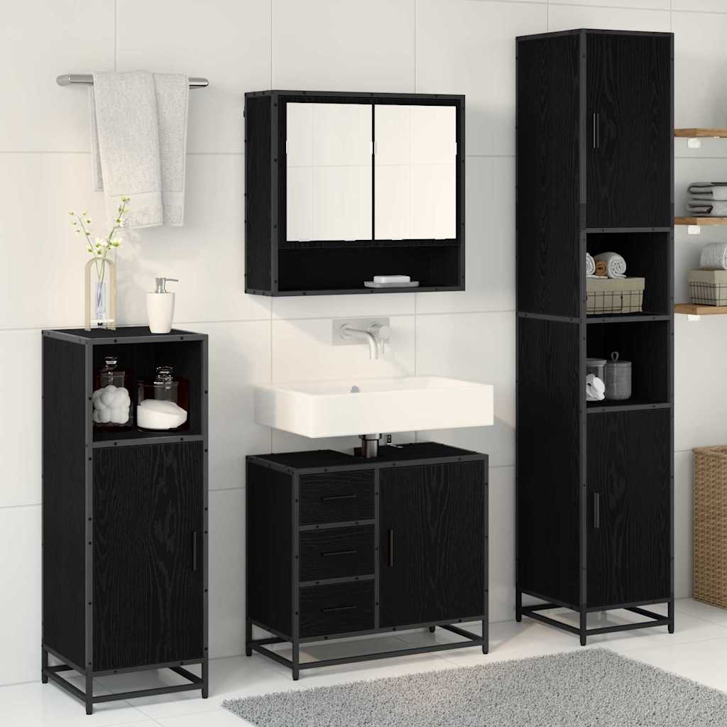 vidaXL Σετ Επίπλων Μπάνιου 3 τμχ. Μαύρη Οξυά 90 x 33 x 60 εκ.
