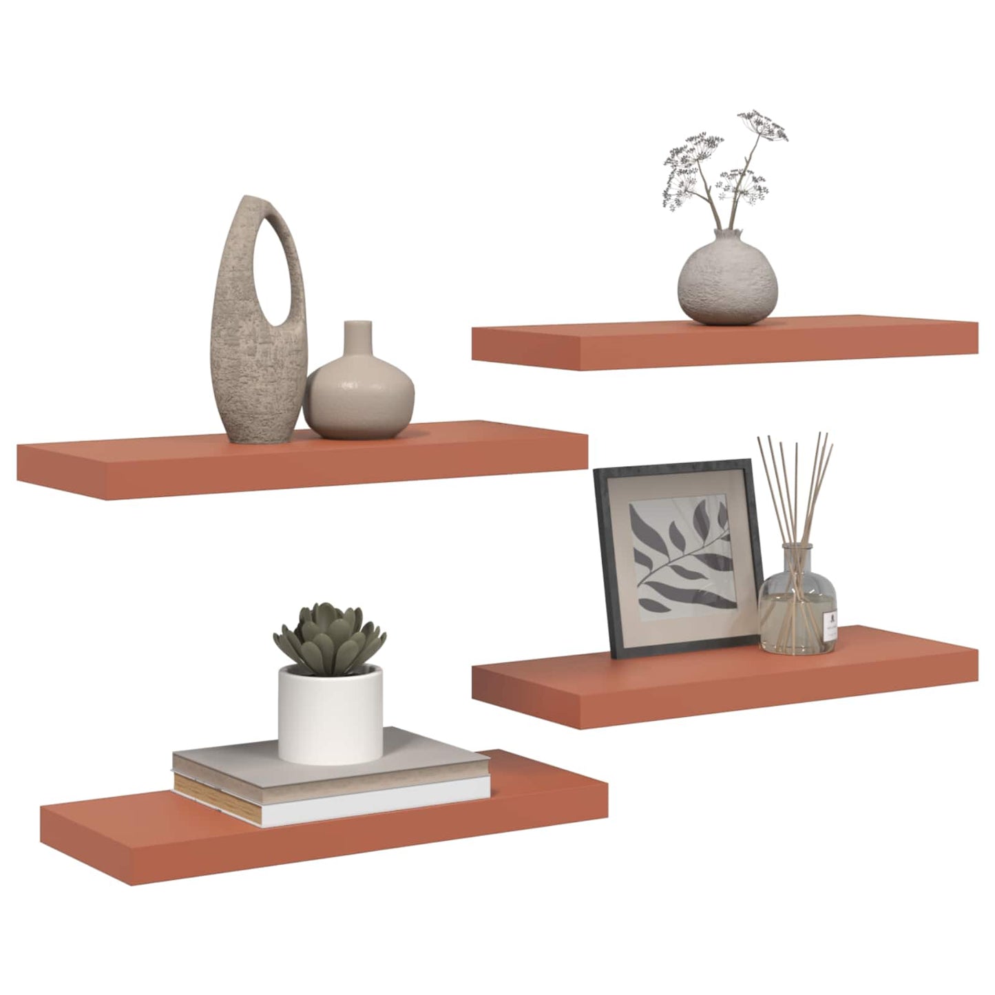 vidaXL Ράφι Τοίχου 4 τμχ. Κόκκινο 60 x 23,5 x 3,8 cm