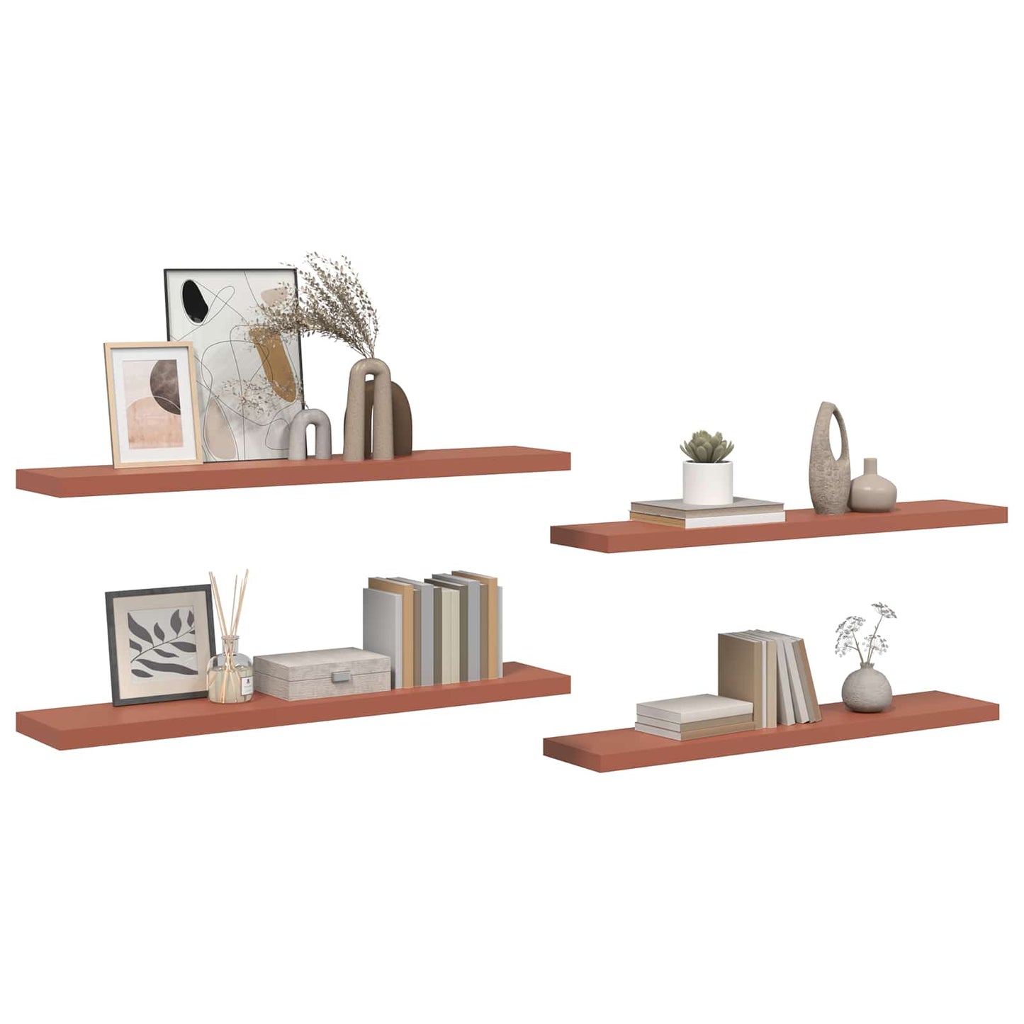 vidaXL Ράφι Τοίχου 4 τμχ. Κόκκινο 120 x 23,5 x 3,8 cm