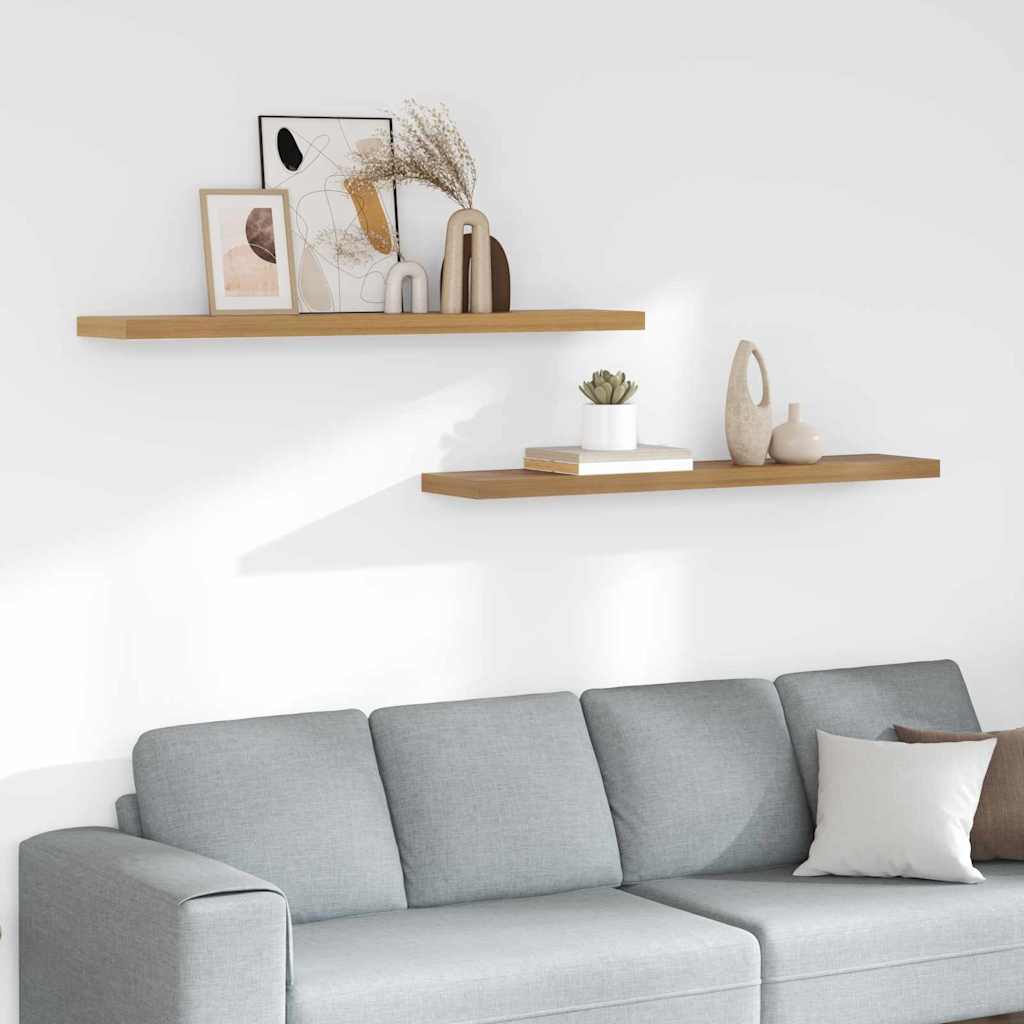 vidaXL Ράφι Τοίχου 2 τμχ. Καφέ 120 x 23,5 x 3,8 cm Επεξεργασμένο Ξύλο