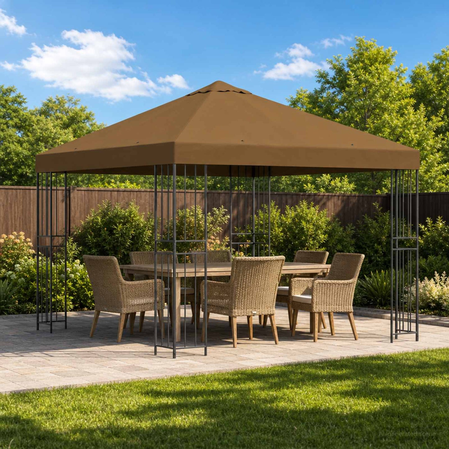 vidaXL Κιόσκι 3 x 3 m Taupe Πολυεστέρας και Χάλυβας 190 gsm