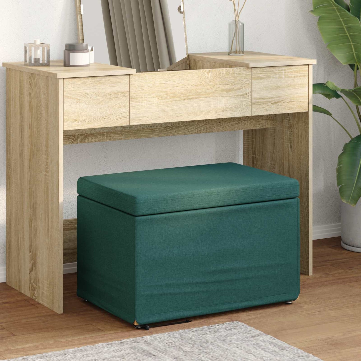 vidaXL Σκαμνί Σκούρο Πράσινο 61 x 41 x 40 εκ