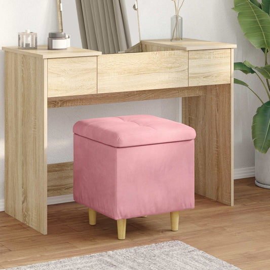 vidaXL Οθωμανό με Αποθηκευτικό Χώρο Ροζ 40 x 40 x 45 cm Βελούδο