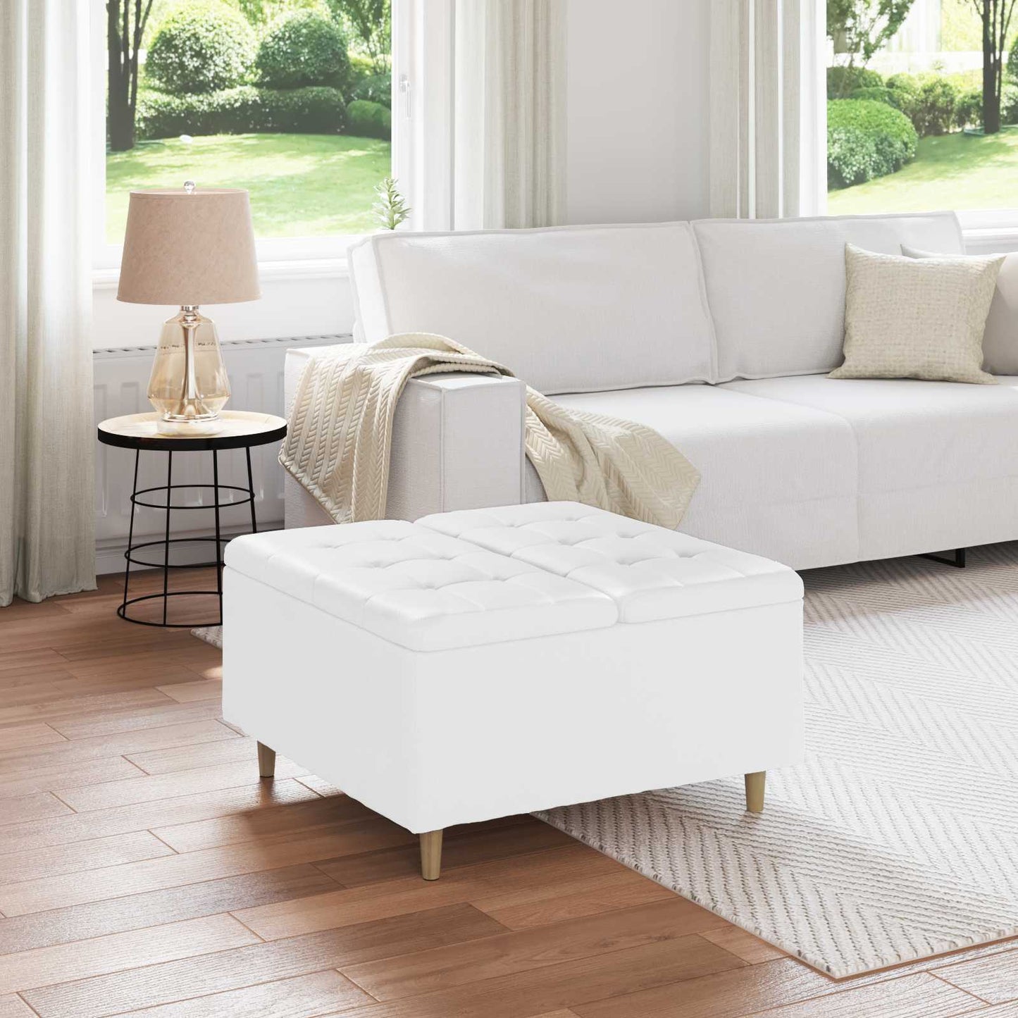 vidaXL Οθωμανό με Αποθηκευτικό Χώρο Λευκός 80 x 80 x 45 cm