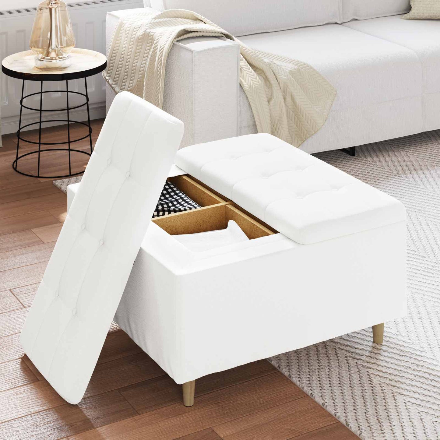 vidaXL Οθωμανό με Αποθηκευτικό Χώρο Λευκός 80 x 80 x 45 cm