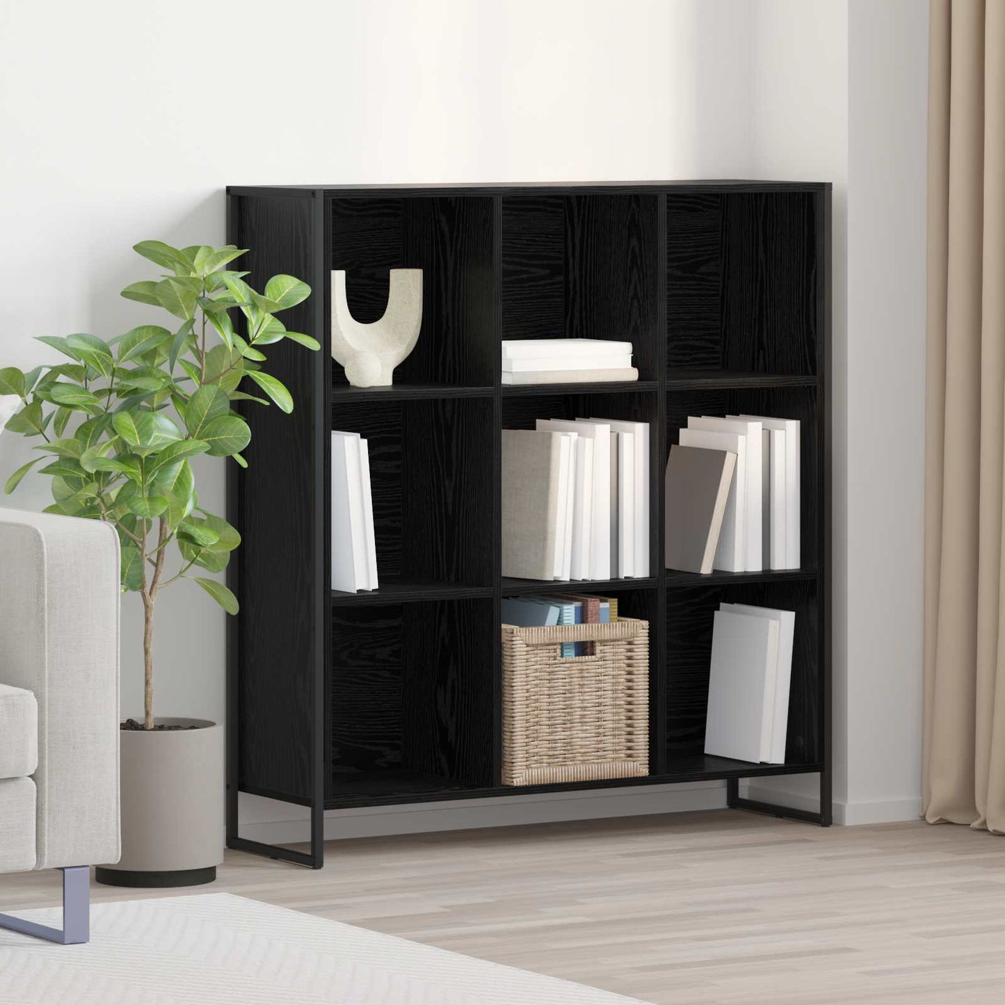 vidaXL Βιβλιοθήκη Μαύρη Οξυά 99.5 x 30 x 108.5 εκ Επεξεργασμένο ξύλο