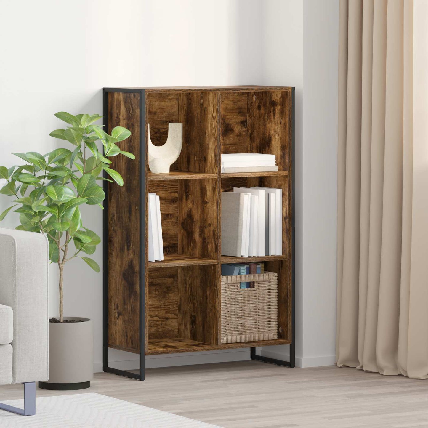 vidaXL Βιβλιοθήκη Καπνιστό Δρύς 99.5 x 30 x 108.5 εκ