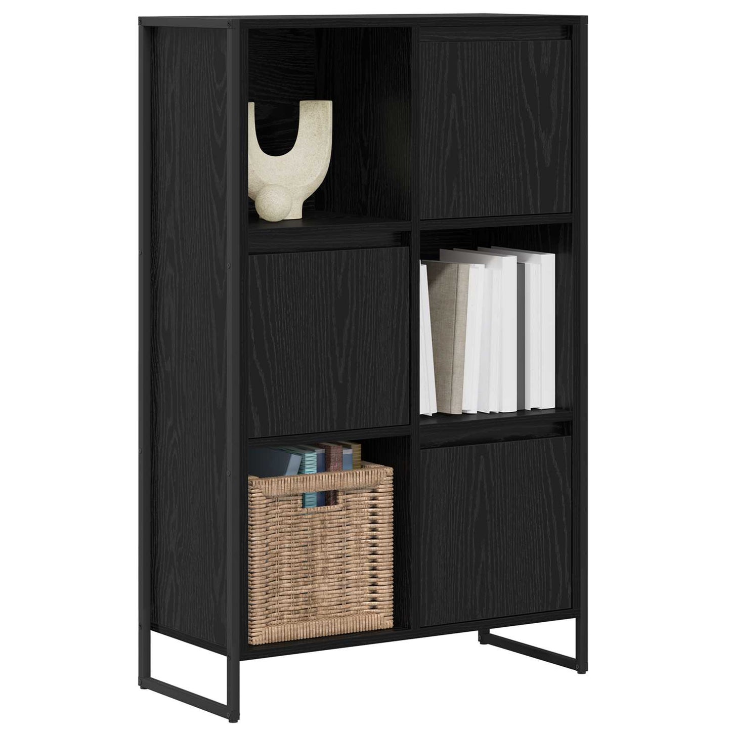 vidaXL Βιβλιοθήκη Μαύρη Οξυά 68 x 30 x 108.5 εκ. Επεξεργασμένο ξύλο