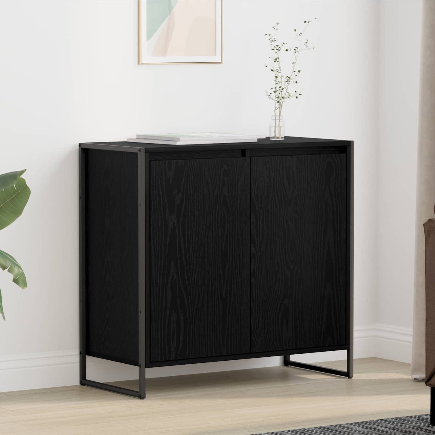 vidaXL Βοηθητικό ντουλάπι Μαύρη Οξυά 79 x 36 x 75 εκ