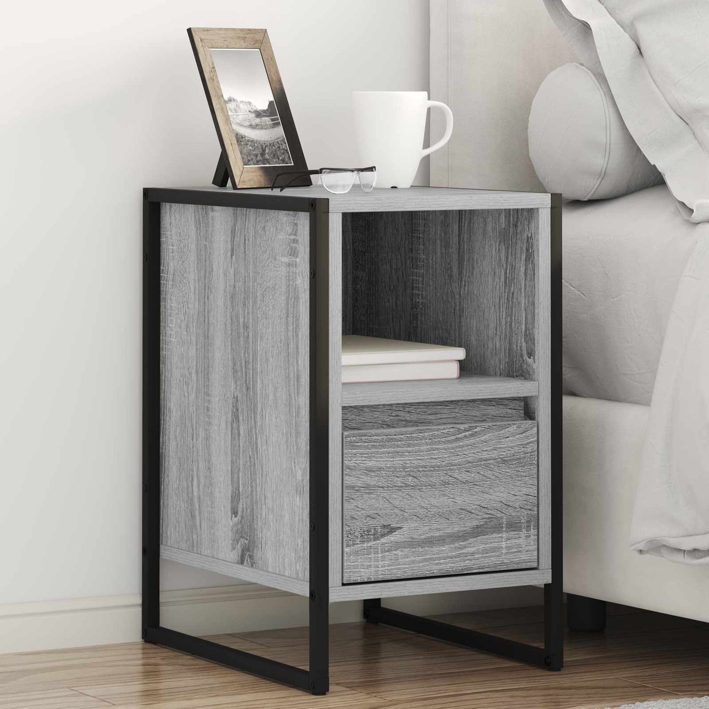 vidaXL Κομοδίνο Γκρι Sonoma 39,5 x 30 x 50 εκ Επεξεργασμένο Ξύλο